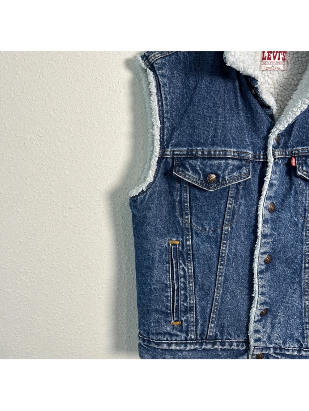 Vintage 80’s Levi’s Denim Sherpa Lined Vest Harley-Davidson Made In USA Size Med - Picture 7 of 16